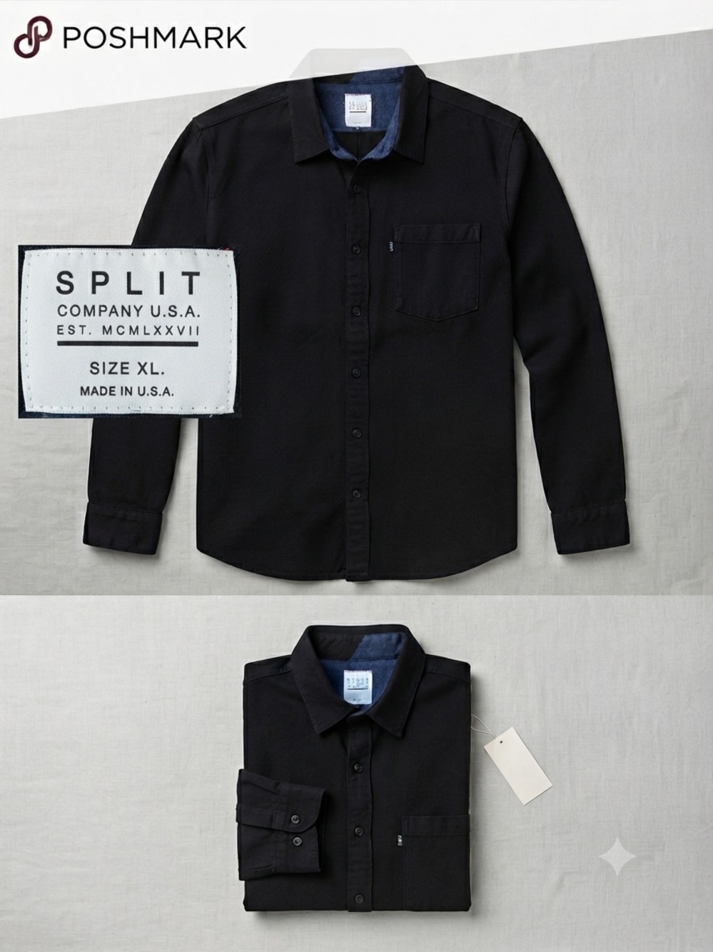 Vintage Split Co. USA Long Sleeve Button-Down Shirt – Size XL